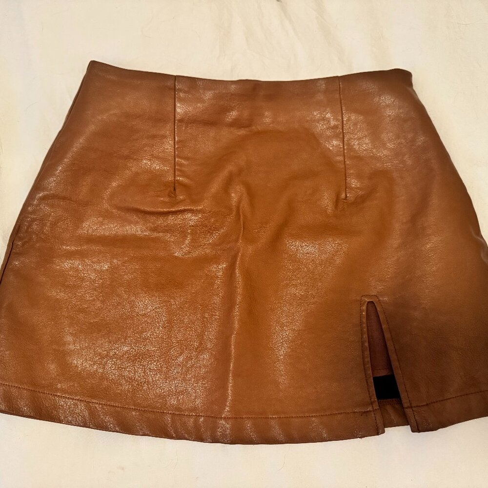 Brown Leather Mini Skirt for sale